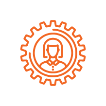Icon of gear with silhouette of female head