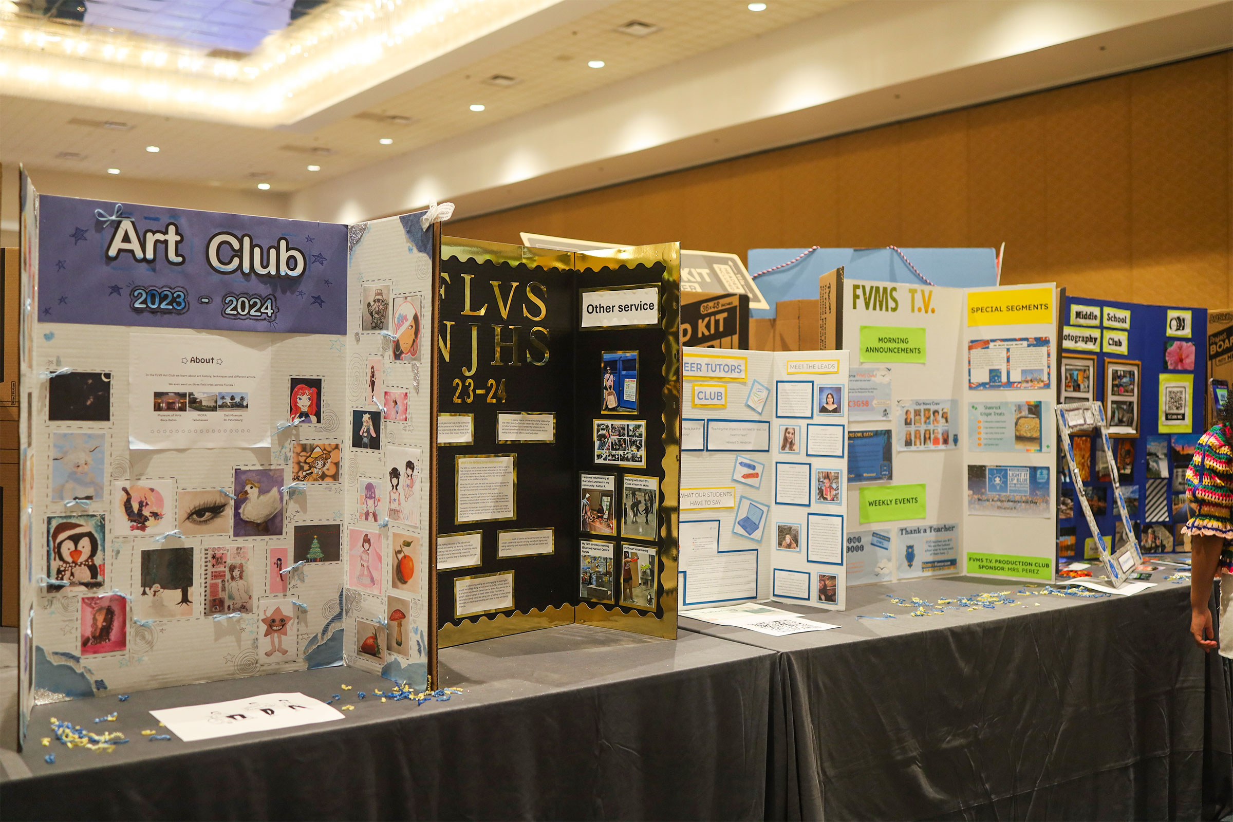 Club exhibit boards on display