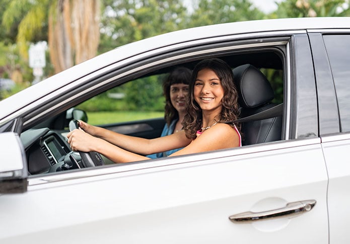 Student driving car